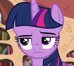 An image of Twilight Sparkle with an eyebrow raised